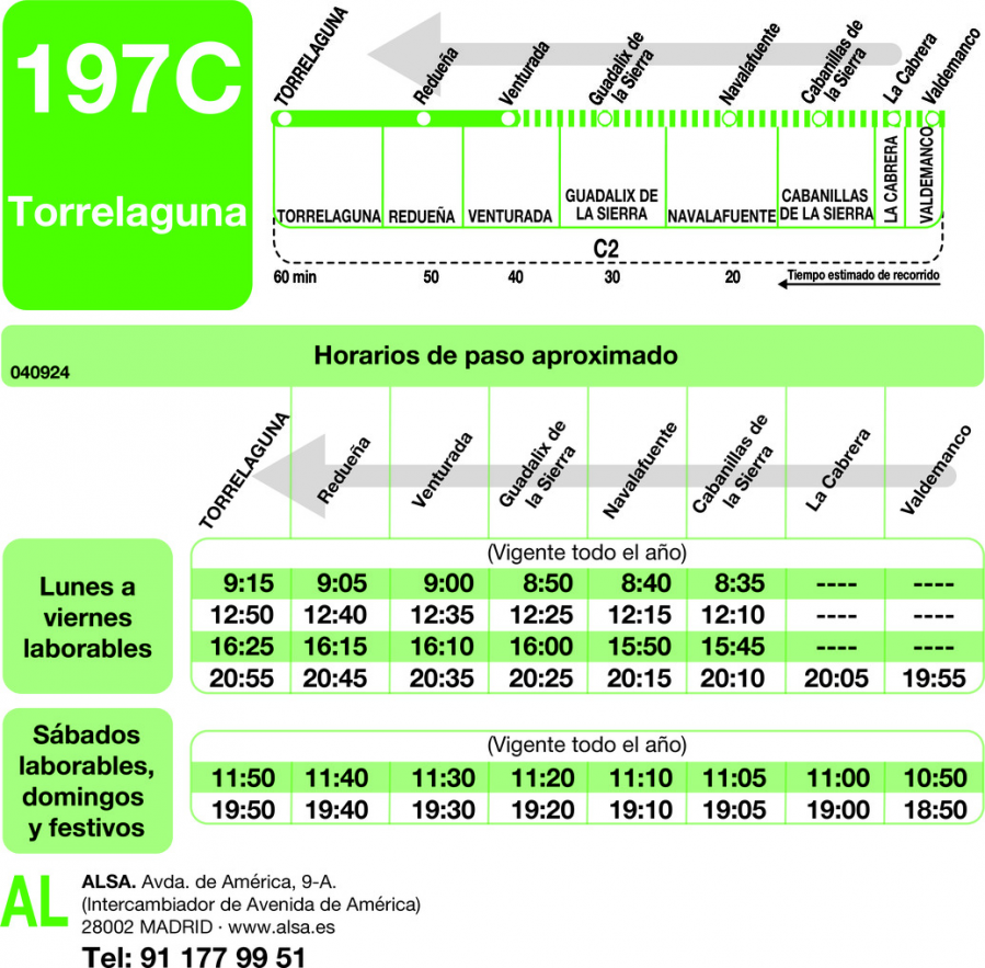 Horario de vuelta