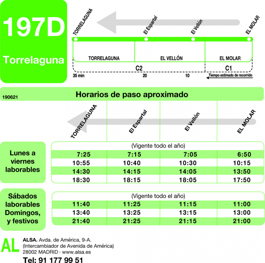 Horario de vuelta