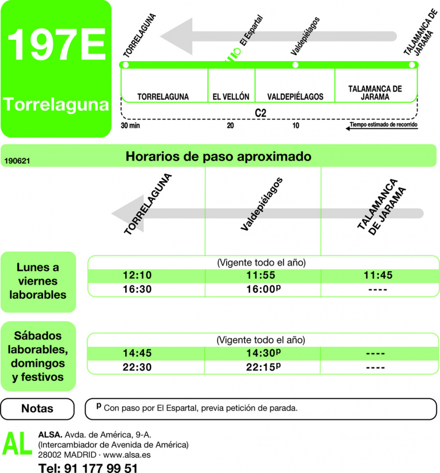 Horario de vuelta