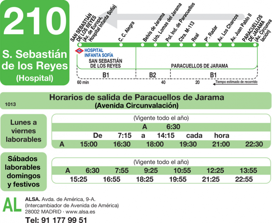 Horario de vuelta