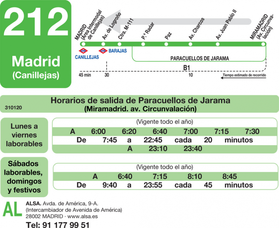 Horario de vuelta