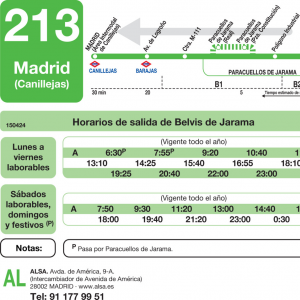 Horario de vuelta Línea 213 Autobuses Interurbanos