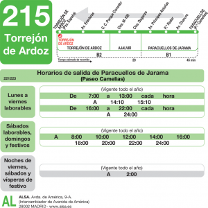Horario de vuelta Línea 215 Autobuses Interurbanos