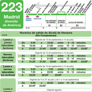 Horario de vuelta Línea 223 Autobuses Interurbanos
