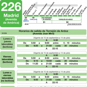 Horario de vuelta Línea 226 Autobuses Interurbanos