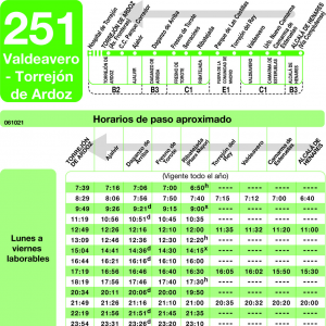 Horario de vuelta Línea 251 Autobuses Interurbanos