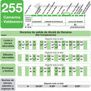 Horario de vuelta Línea 255 Autobuses Interurbanos