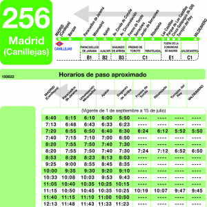 Horario de vuelta Línea 256 Autobuses Interurbanos
