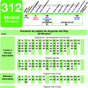 Horario de vuelta Línea 312 Autobuses Interurbanos