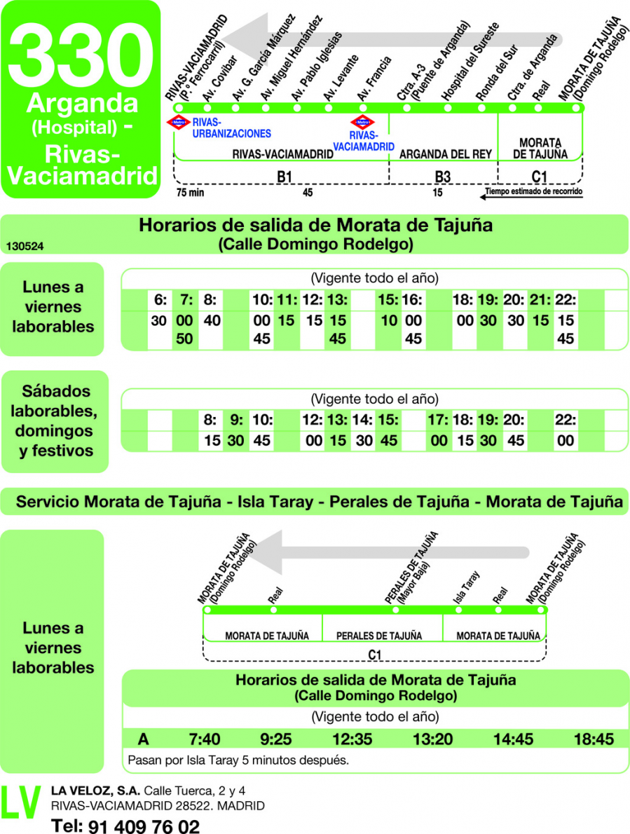 Horario de vuelta