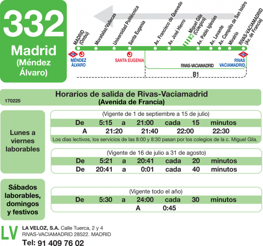 Horario de vuelta