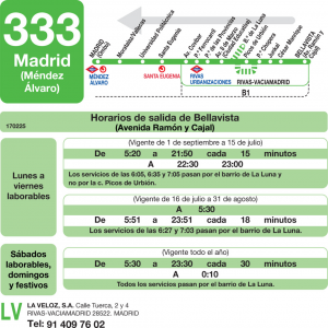 Horario de vuelta Línea 333 Autobuses Interurbanos