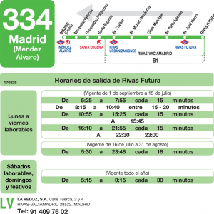 Horario de vuelta Línea 334 Autobuses Interurbanos