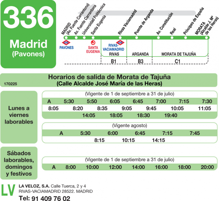 Horario de vuelta