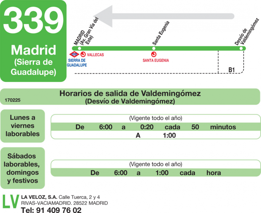 Horario de vuelta