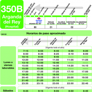 Horario de vuelta Línea 350-B Autobuses Interurbanos