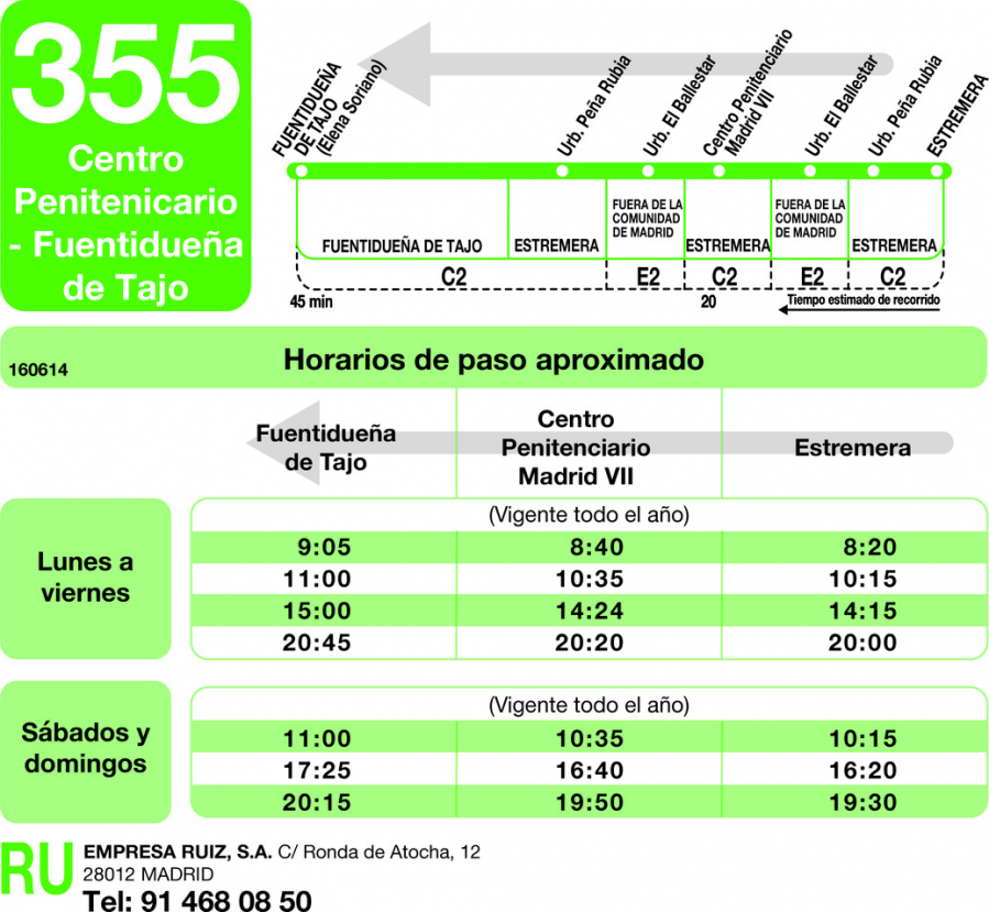 Horario de vuelta