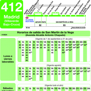 Horario de vuelta Línea 412 Autobuses Interurbanos
