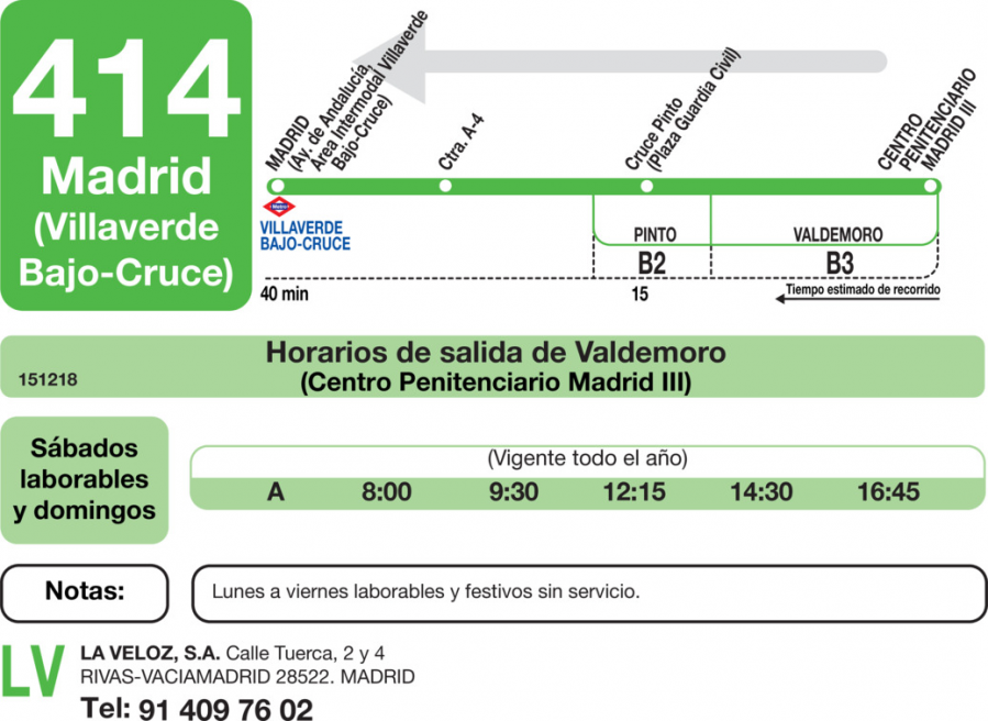 Horario de vuelta