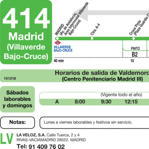 Horario de vuelta Línea 414 Autobuses Interurbanos