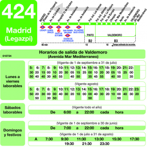 Horario de vuelta Línea 424 Autobuses Interurbanos