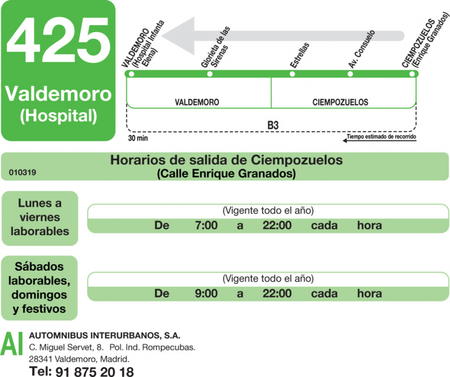 Horario de vuelta