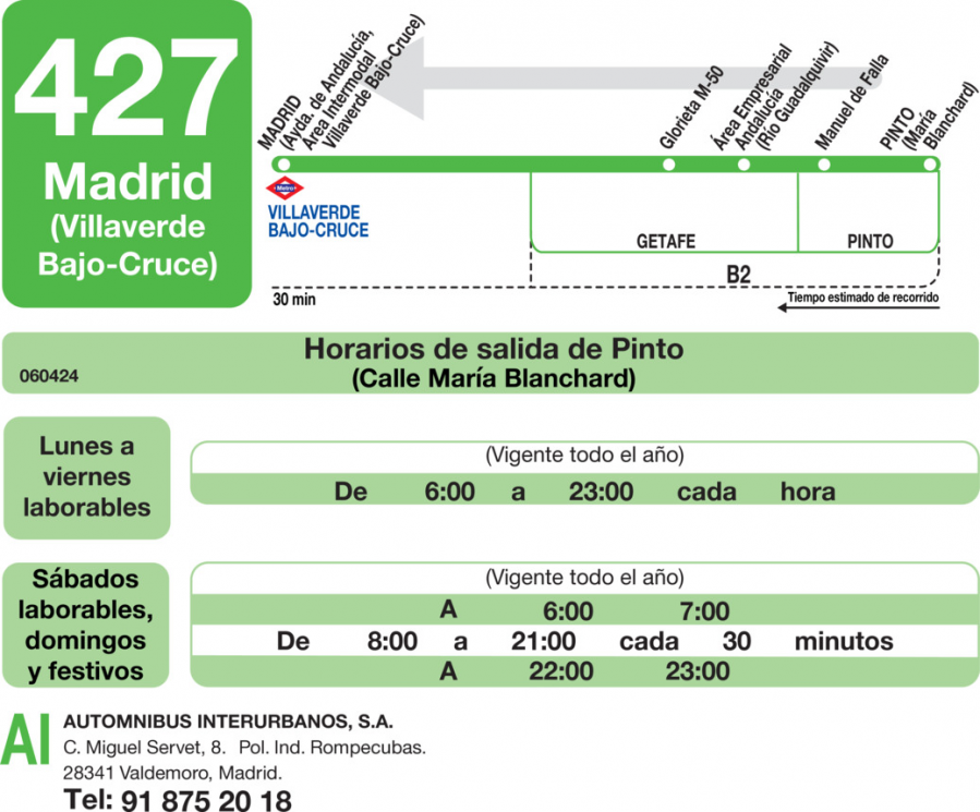 Horario de vuelta