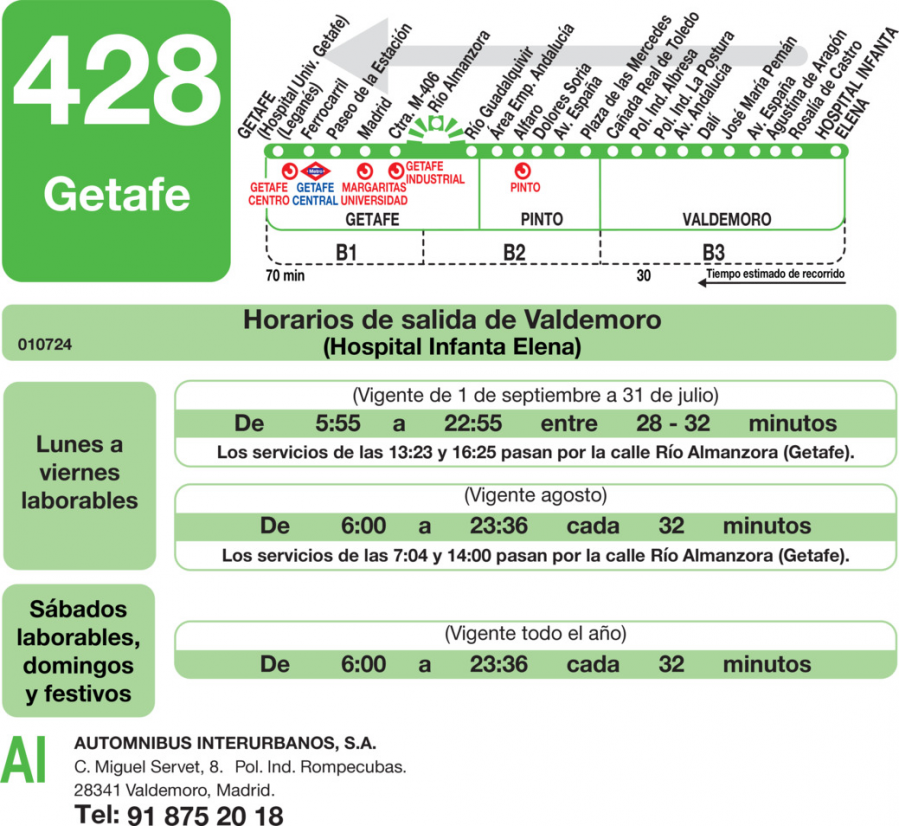 Horario de vuelta