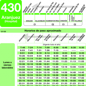 Horario de vuelta Línea 430 Autobuses Interurbanos