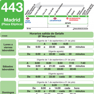 Horario de vuelta Línea 443 Autobuses Interurbanos
