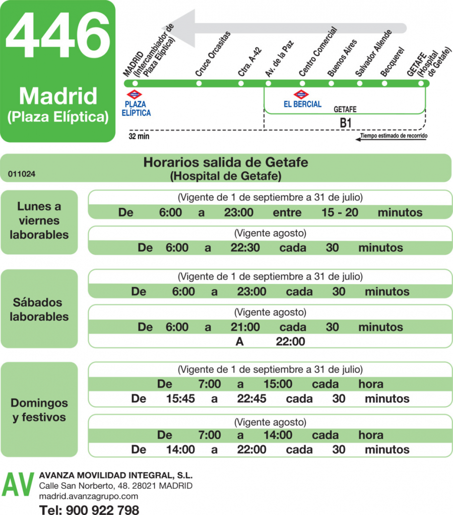 Horario de vuelta