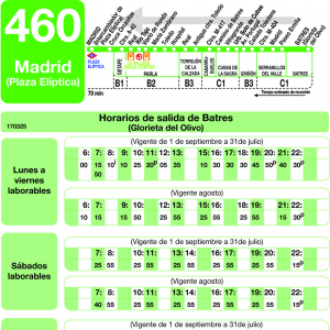 Horario de vuelta Línea 460 Autobuses Interurbanos