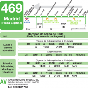 Horario de vuelta Línea 469 Autobuses Interurbanos