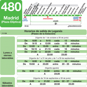 Horario de vuelta Línea 480 Autobuses Interurbanos