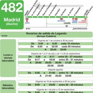 Horario de vuelta Línea 482 Autobuses Interurbanos