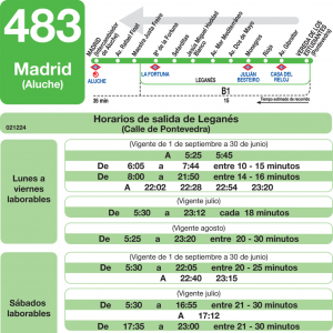 Horario de vuelta Línea 483 Autobuses Interurbanos