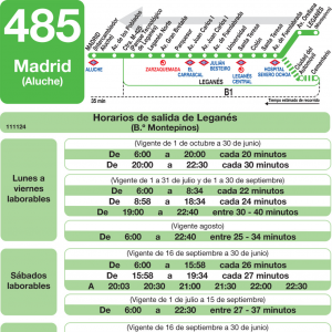 Horario de vuelta Línea 485 Autobuses Interurbanos