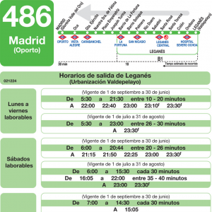 Horario de vuelta Línea 486 Autobuses Interurbanos
