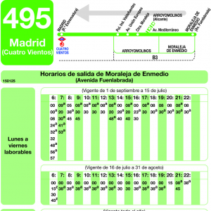 Horario de vuelta Línea 495 Autobuses Interurbanos