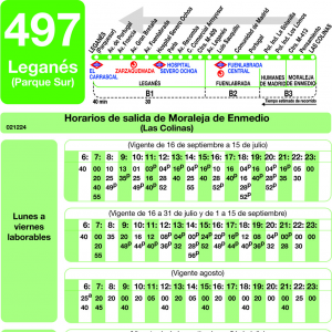 Horario de vuelta Línea 497 Autobuses Interurbanos