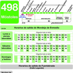 Horario de vuelta Línea 498 Autobuses Interurbanos