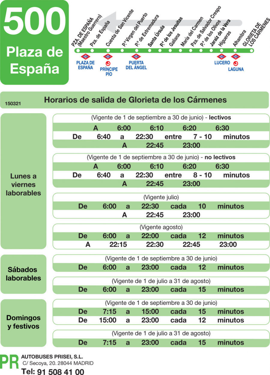 Horario de vuelta