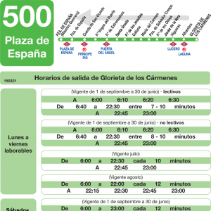 Horario de vuelta Línea 500 Autobuses Interurbanos