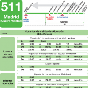 Horario de vuelta Línea 511 Autobuses Interurbanos