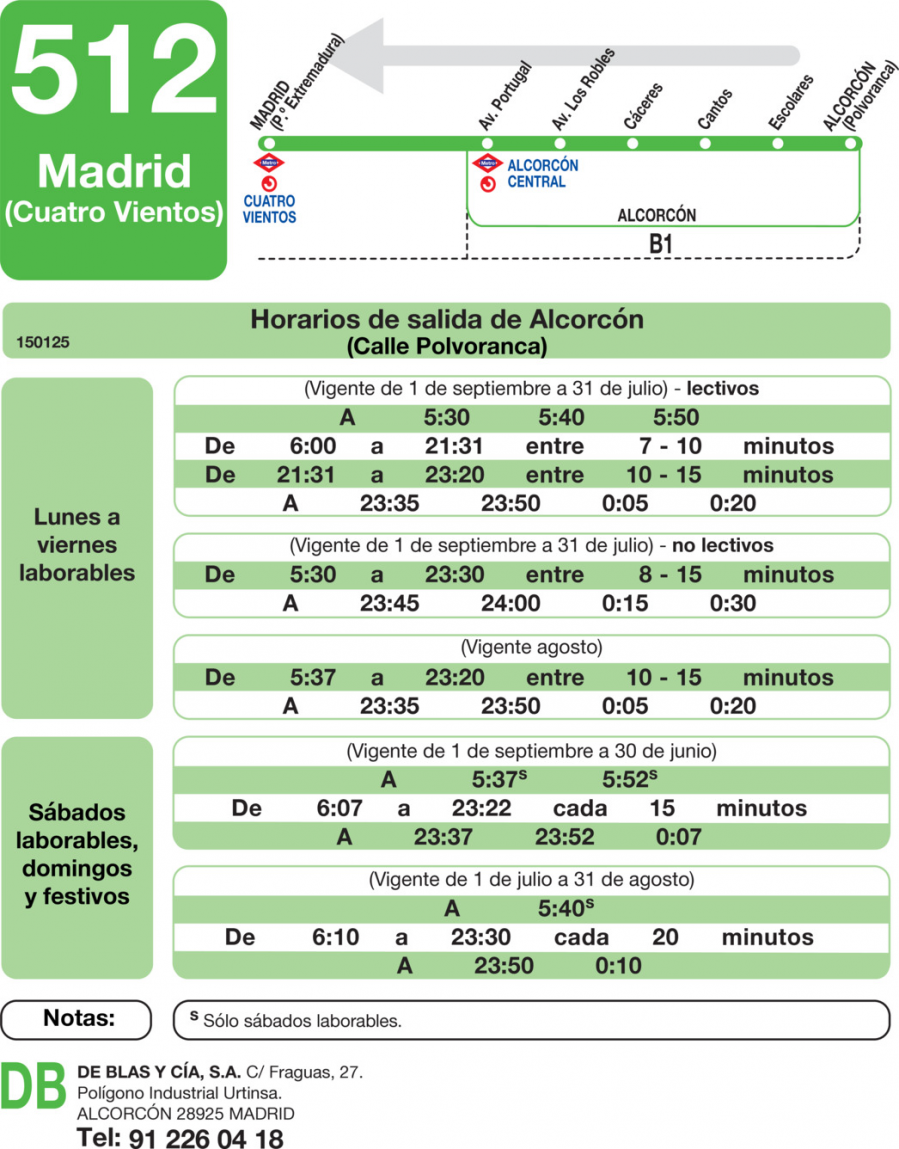 Horario de vuelta