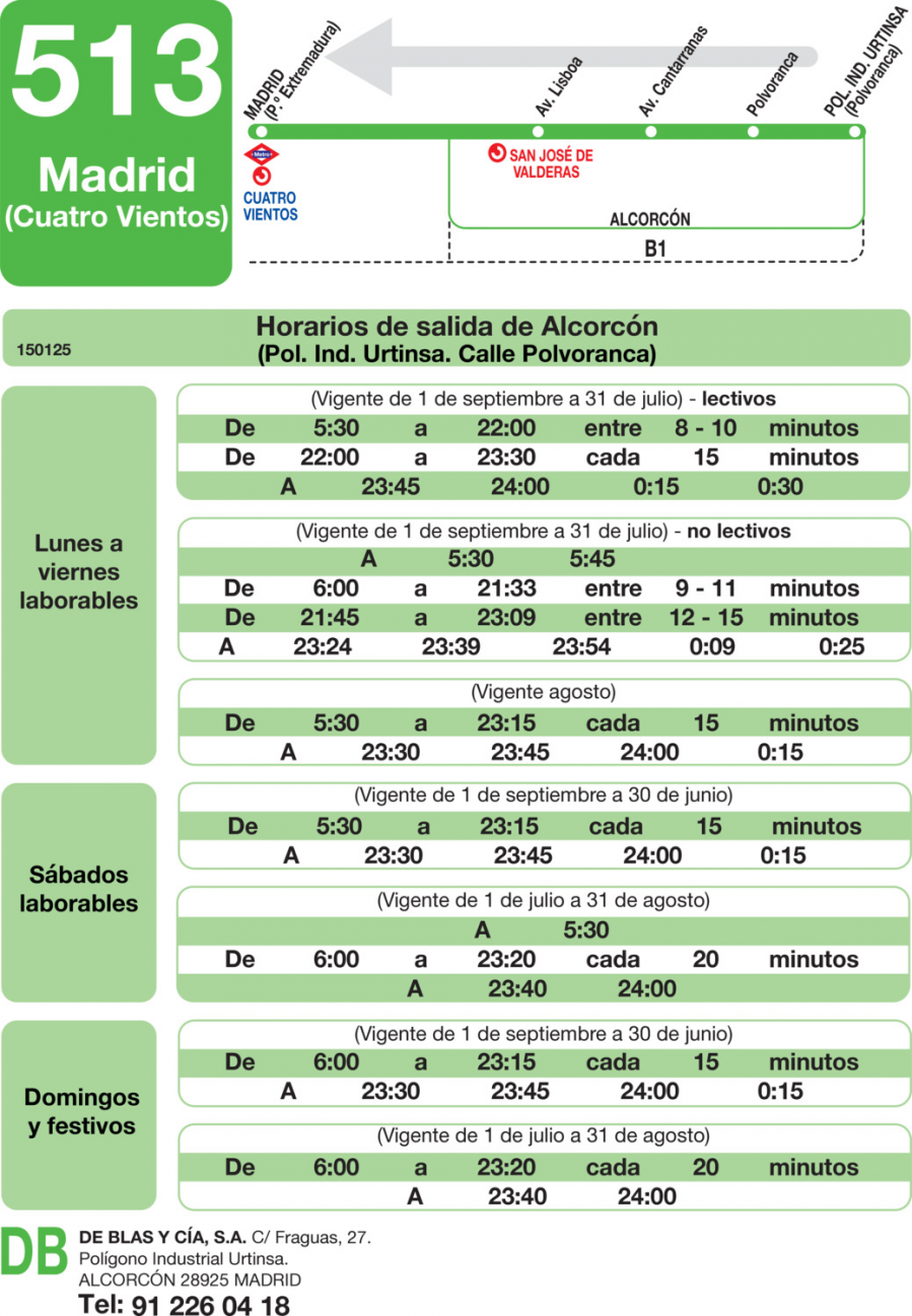 Horario de vuelta