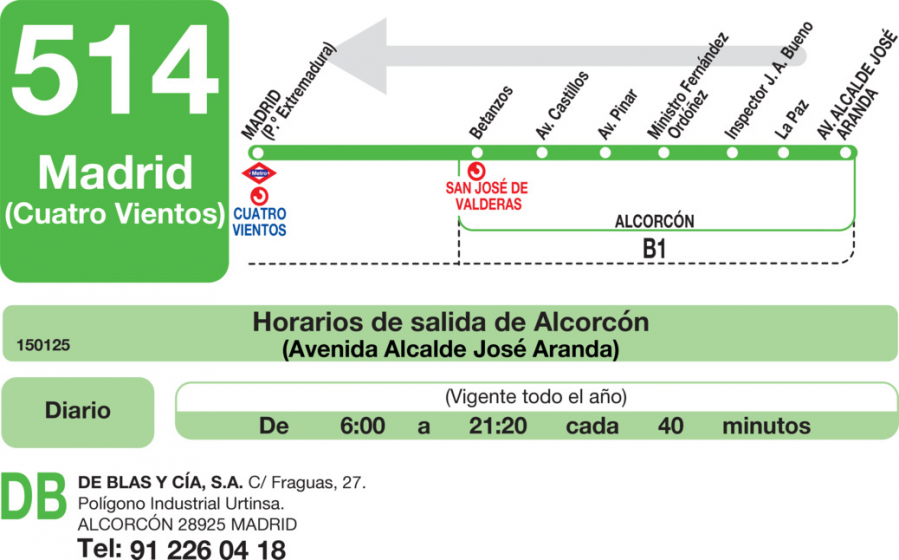 Horario de vuelta