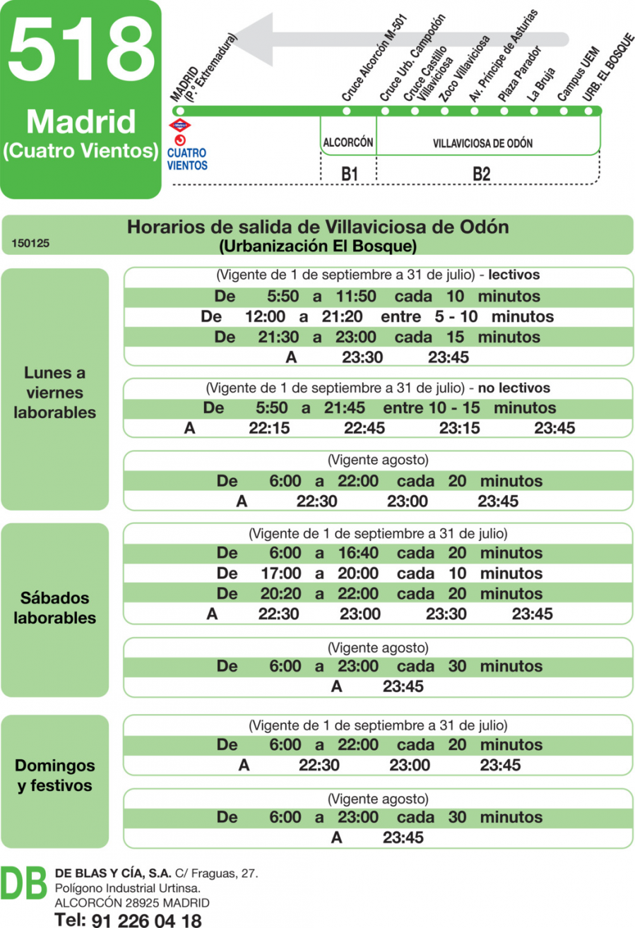 Horario de vuelta