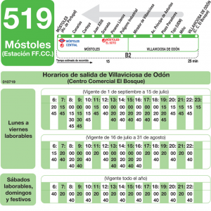 Horario de vuelta Línea 519 Autobuses Interurbanos