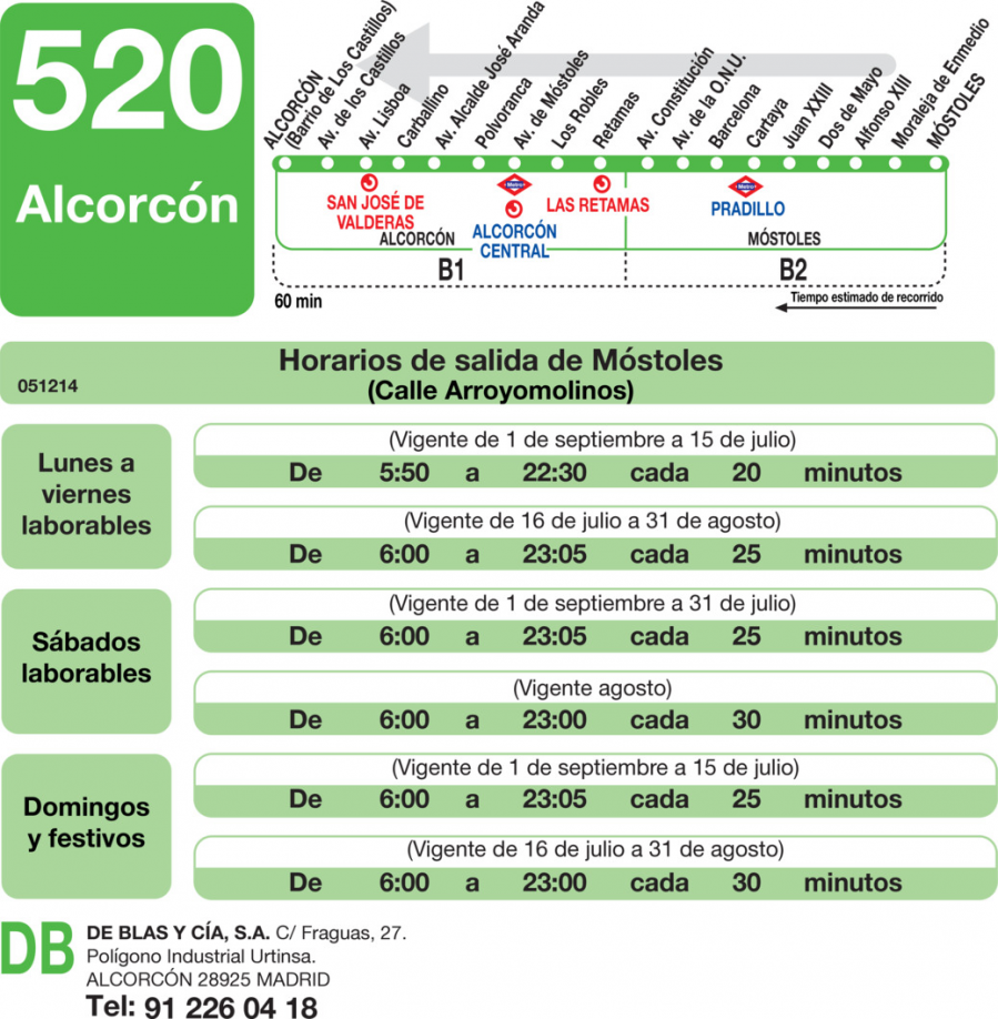 Horario de vuelta